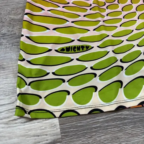 OMIGHTY Mini Dress Pink Green Psychedelic Polo Y2K Indie Sleaze Small - Picture 3 of 9